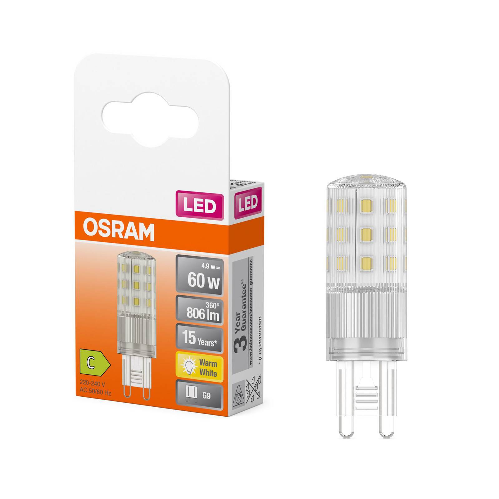 OSRAM żarówka z trzonkiem sztyftowym LED G9 4,9W 2700K 320°