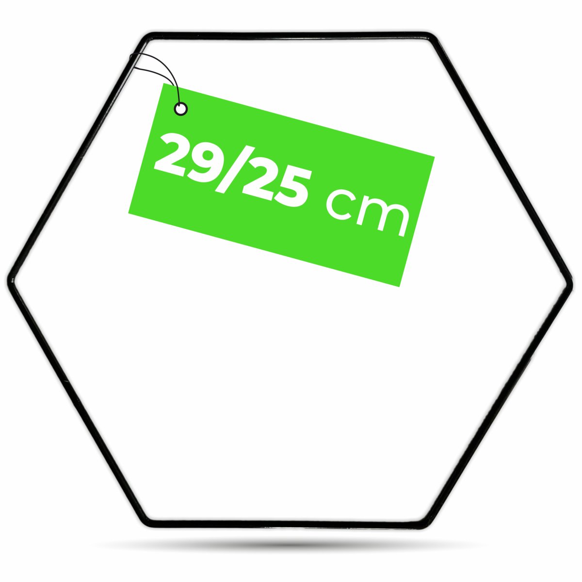 CZARNY HEKSAGON obręcz do łapacza snów do makram 25 x 29 cm koło metalowe