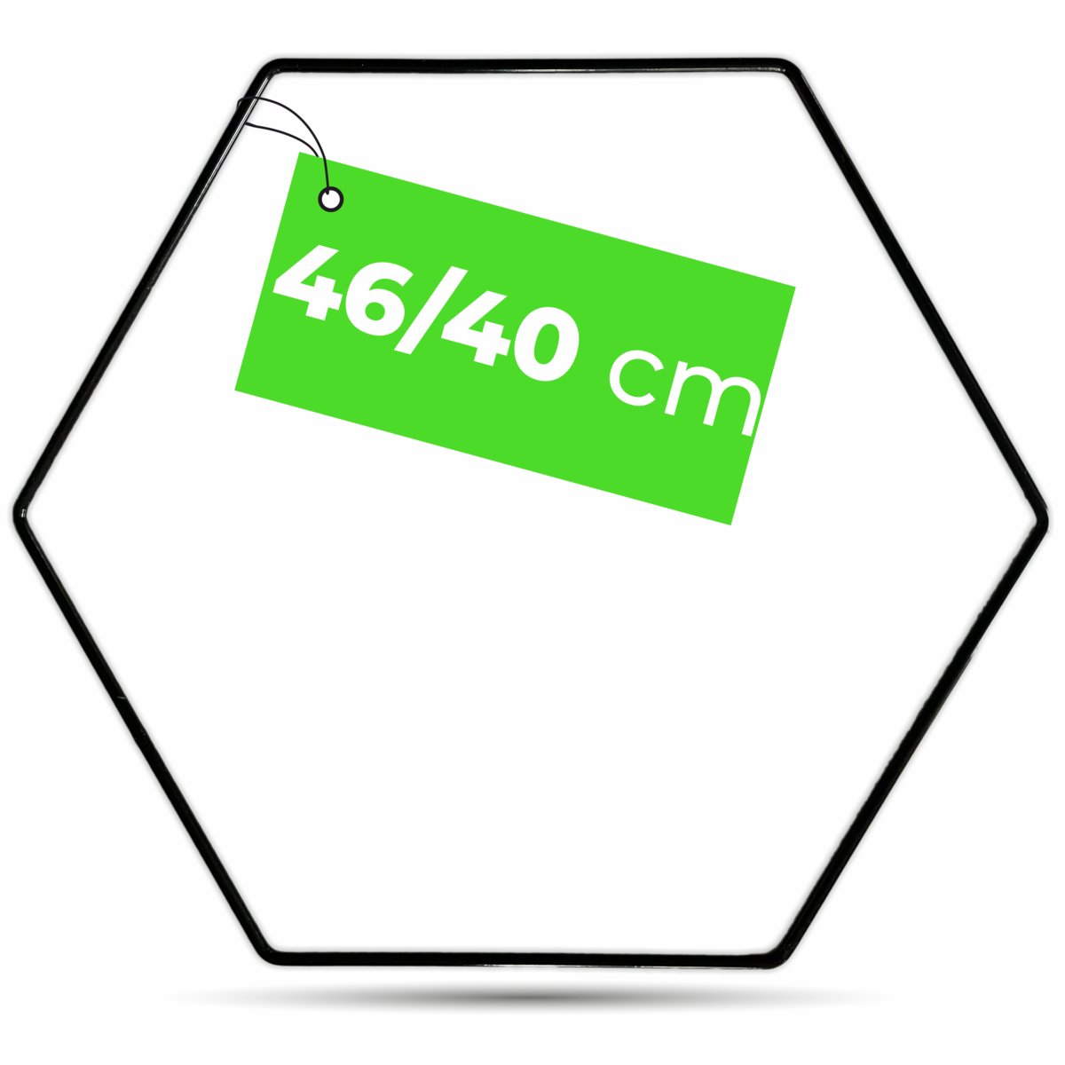 CZARNE kółko obręcz do łapaczy snów i makramy 46 x 40 cm HEKSAGON