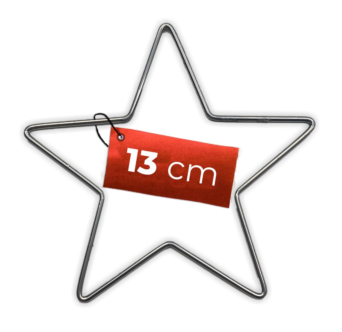 Gwiazdka metalowa SREBRNA 13 cm z drutu baza