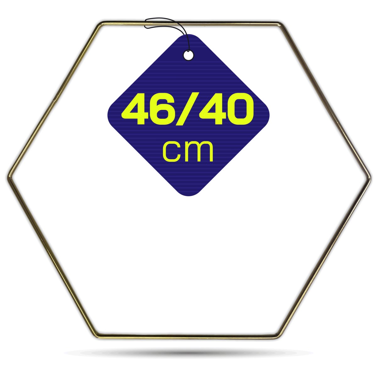 ZŁOTY POŁYSK kółko obręcz do łapaczy snów i makramy 46 x 40 cm HEKSAGON