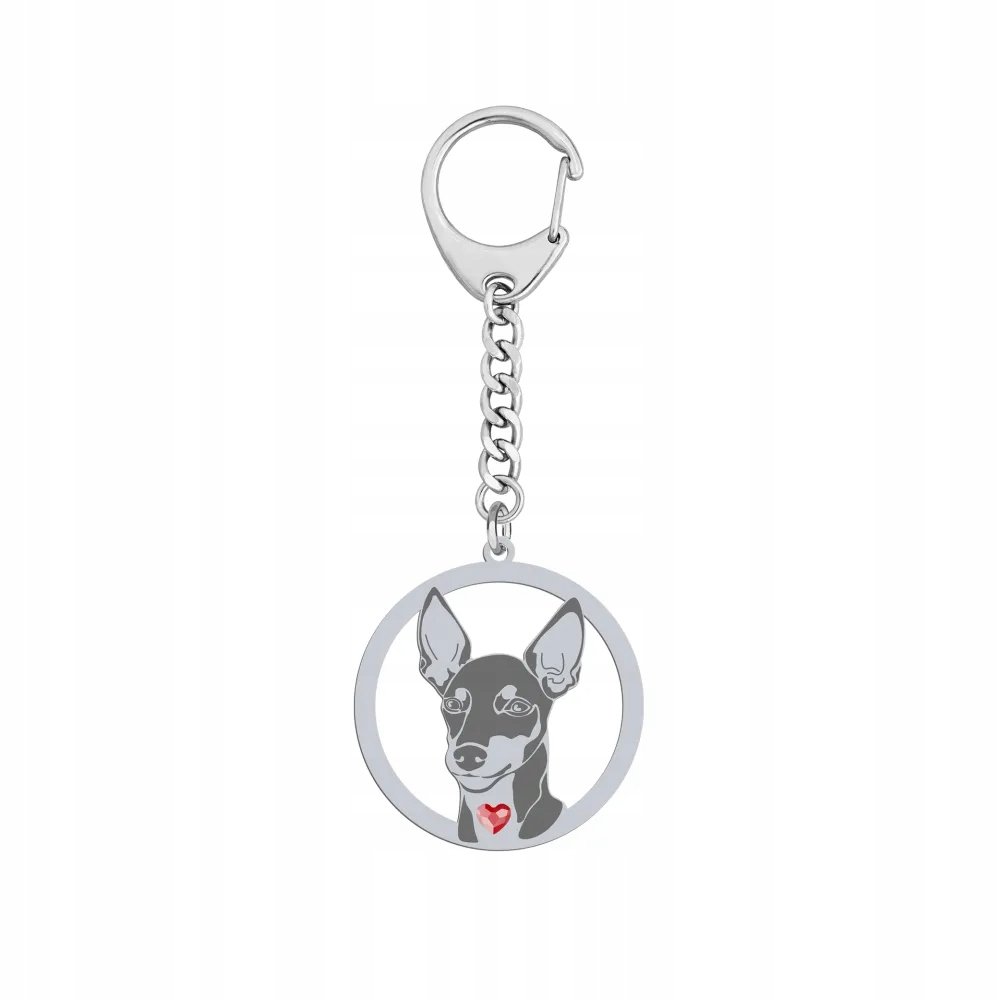 Brelok Srebrny 925 z psem English Toy Terrier Prezent Kobieta GRAWER GRATIS