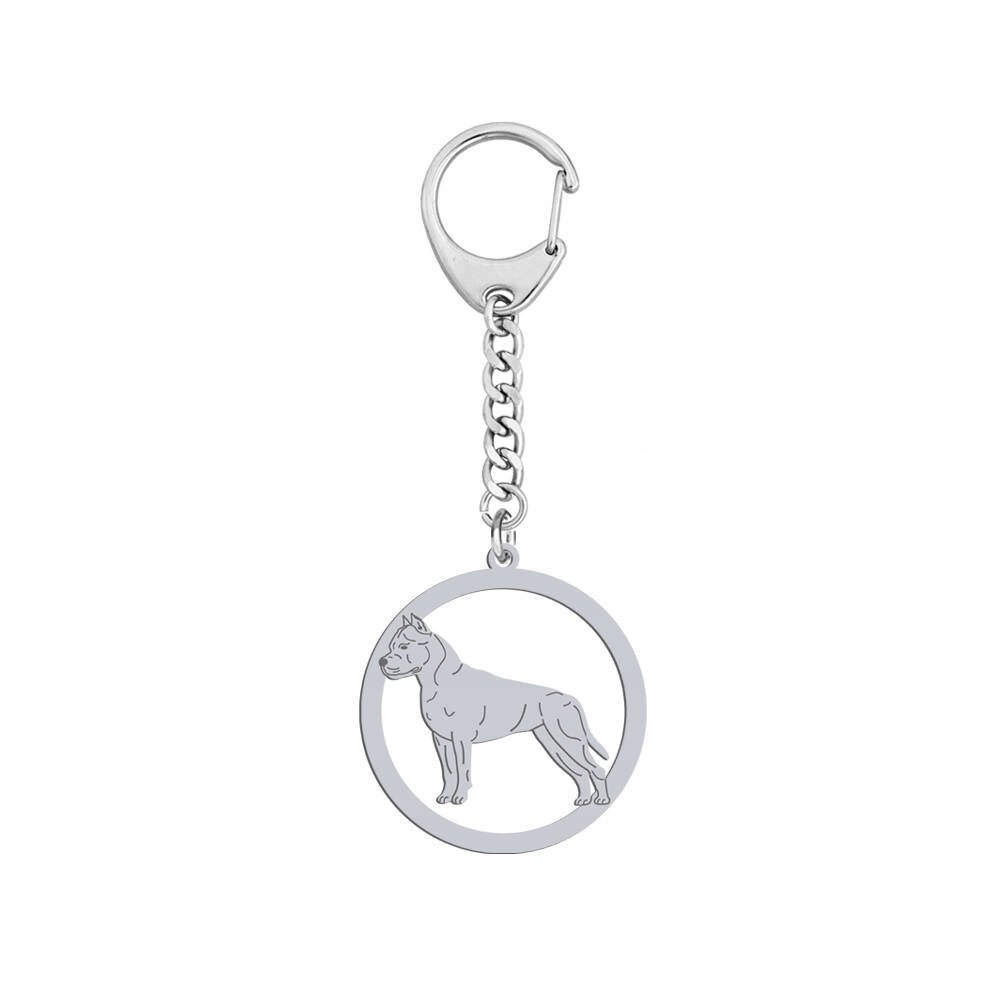 Brelok do kluczy Amstaff Srebro 925 Biżuteria Prezent Kobieta GRAWER