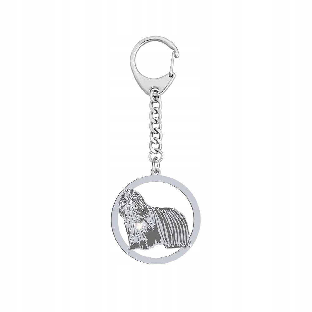 Brelok Srebrny z psem Bearded Collie 925 Prezent Biżuteria GRAWER GRATIS