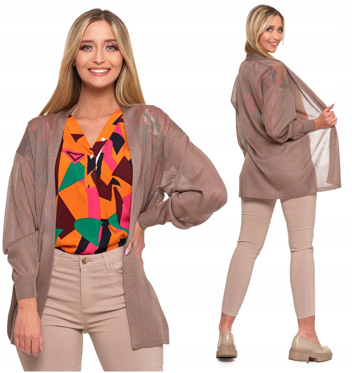 Cienki Sweter Damski Lekki Kardigan Elegancka Delikatna Narzutka MORAJ L/XL