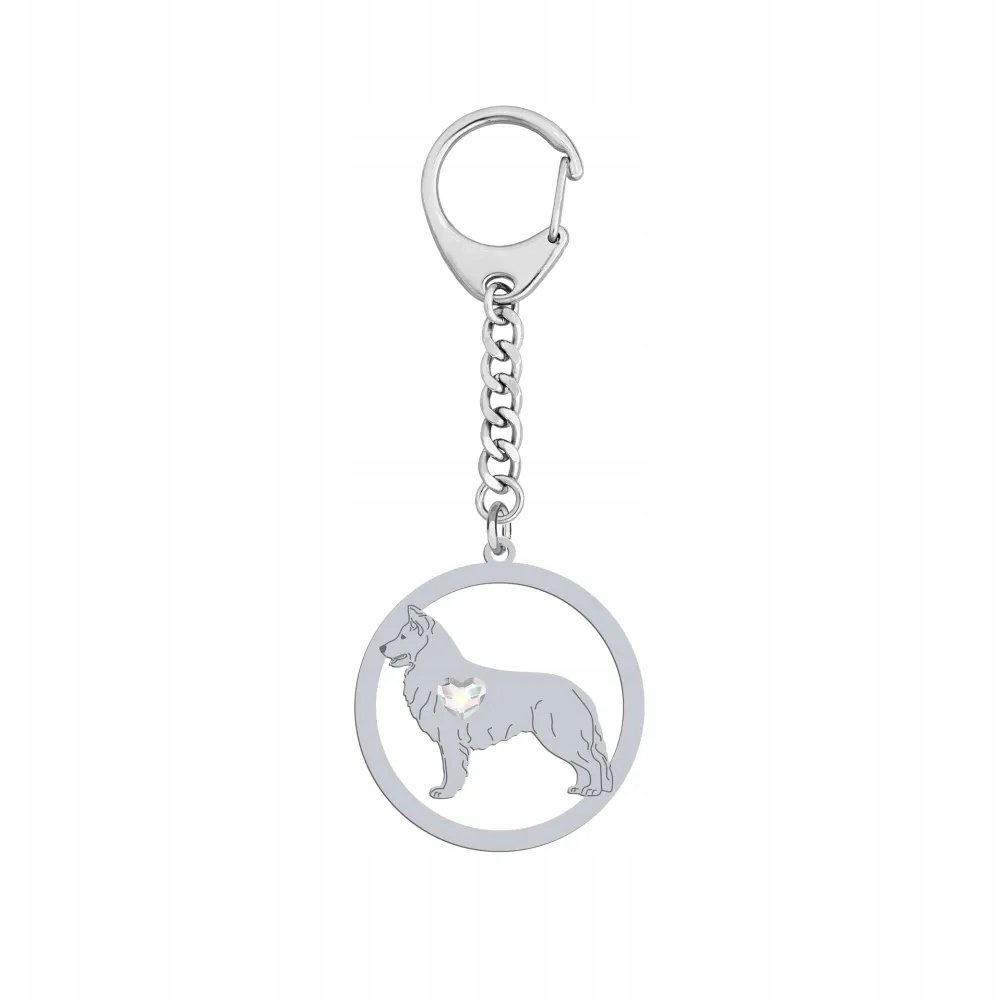 Brelok Srebrny z psem White Swiss Shepherd Dog 925 Biżuteria GRAWER GRATIS
