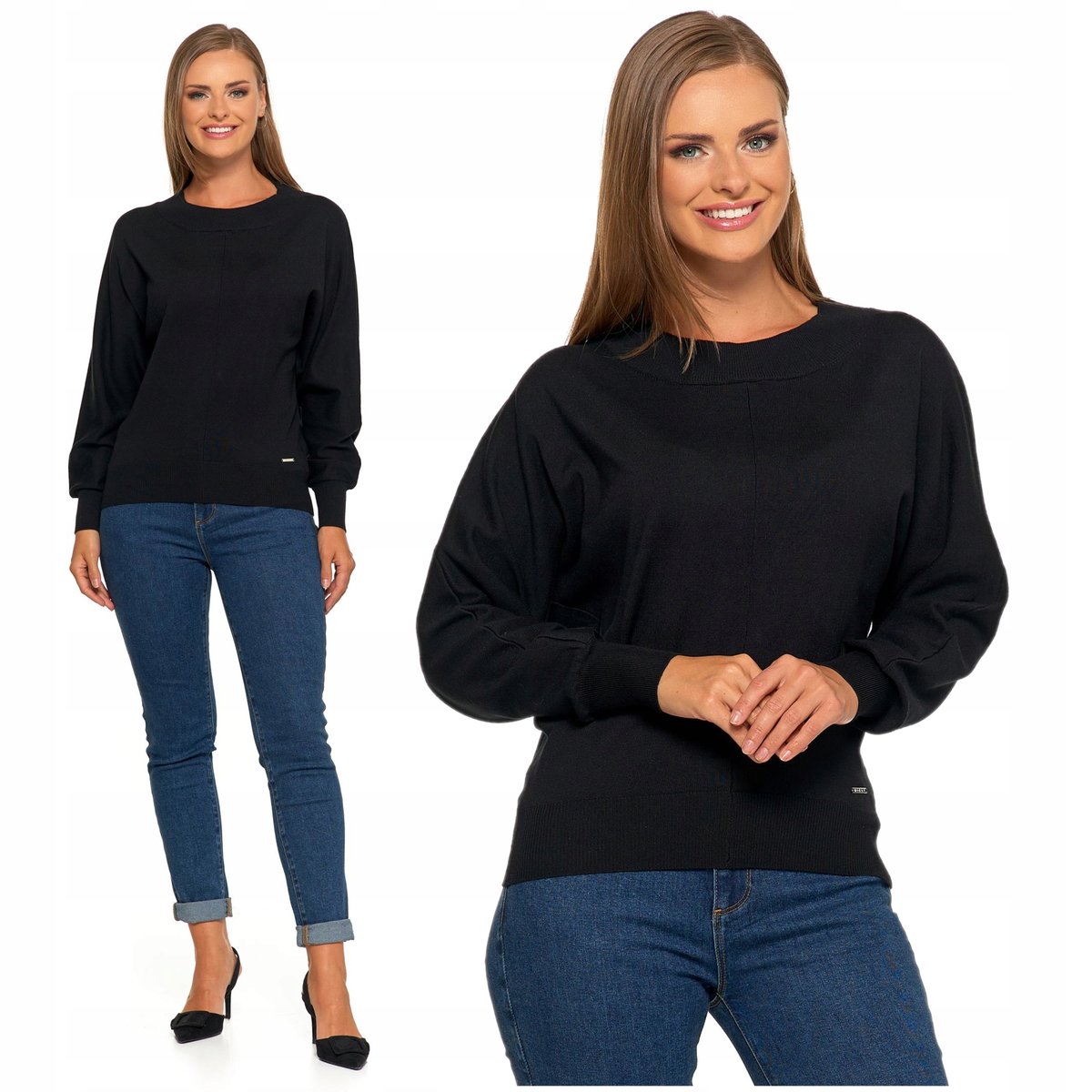 Elegancki SWETER DAMSKI z Luźnymi Rękawami Klasyczny Modny MORAJ XL/XXL