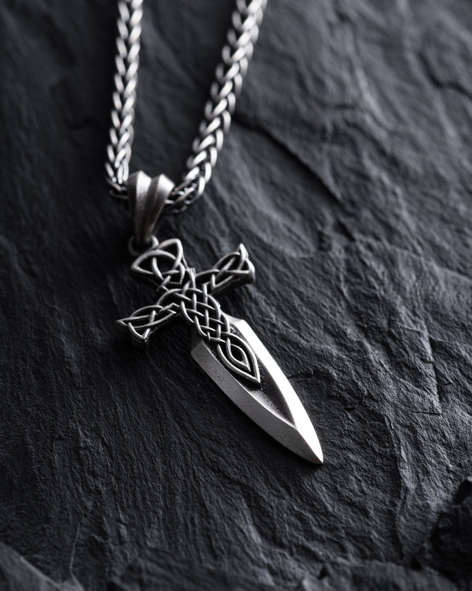Srebrny wisiorek CELTIC CROSS - SWORD
