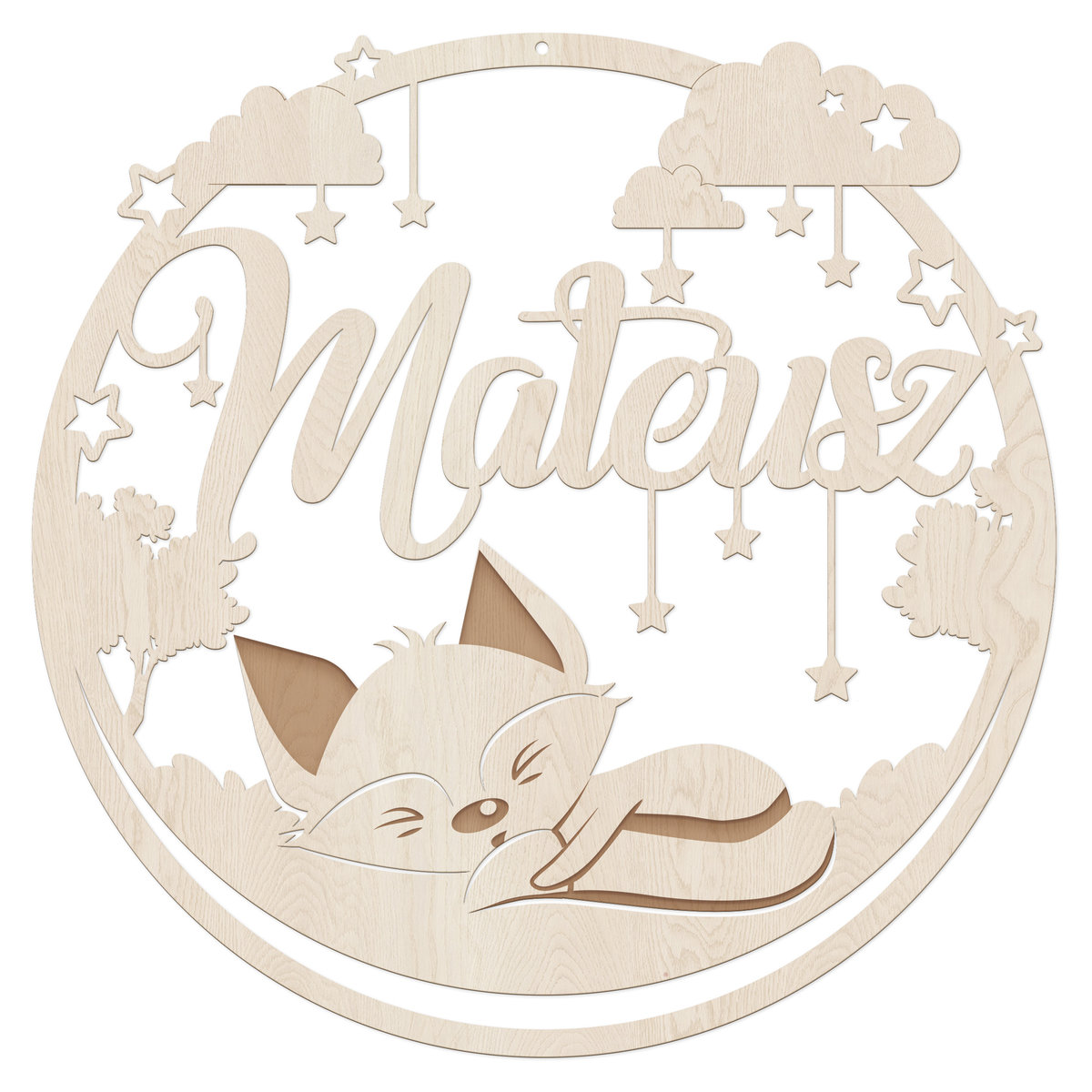 Łapacz z Imieniem Obręcz 30 cm śpiący LIS / Panda Hug Art decor