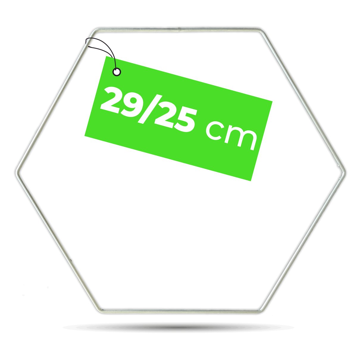 SREBRNY HEKSAGON obręcz do łapacza snów do makram 25 x 29 cm koło metalowe