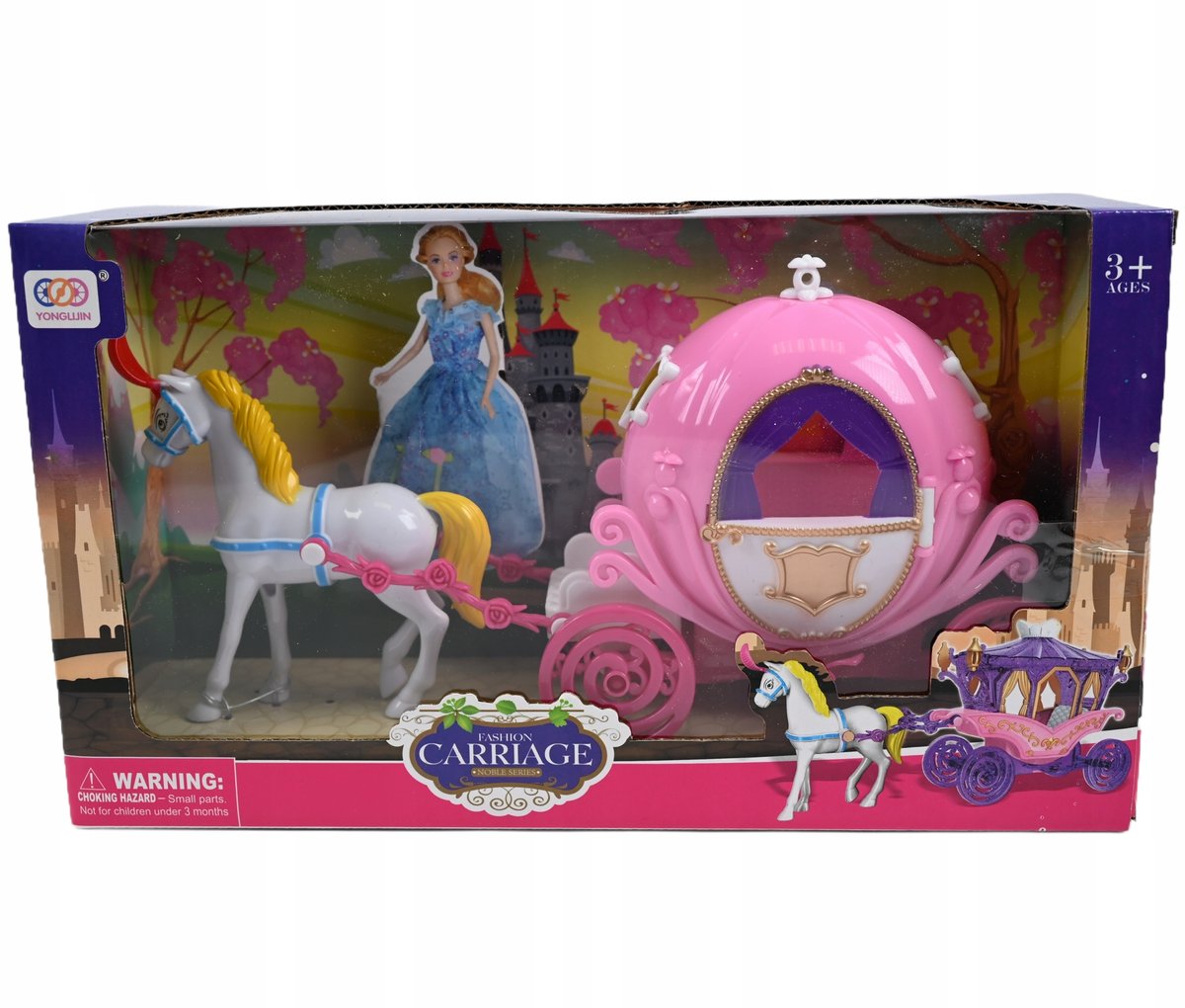 KAROCA KSIĘŻNICZKI KARETA Z KONIEM BAJKOWY POJAZD DLA LALKI
