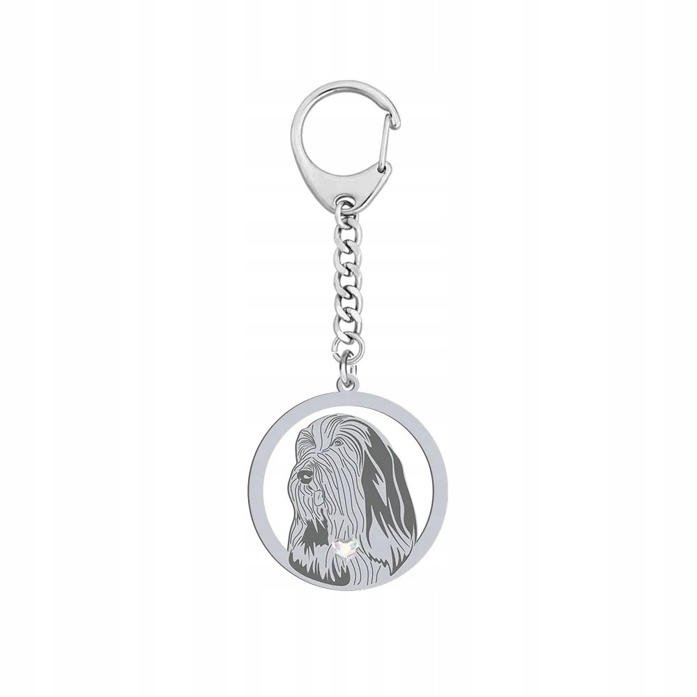 Brelok Srebrny z psem Bearded Collie 925 Biżuteria Kobieta GRAWER GRATIS