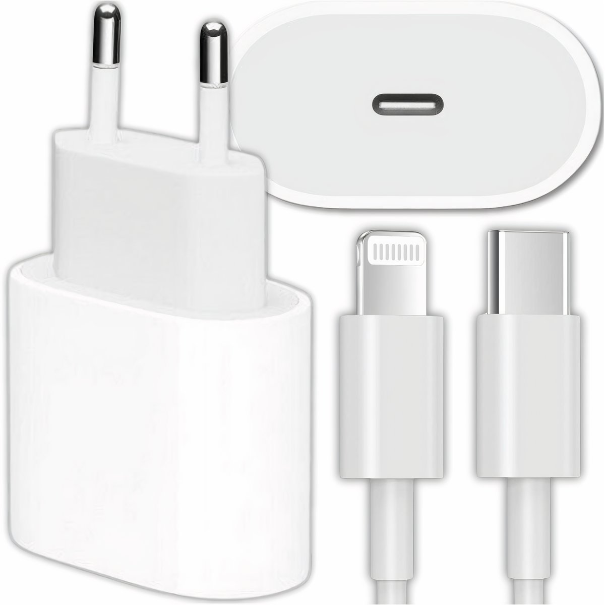 SZYBKA ŁADOWARKA DO IPHONE KOSTKA 20W + KABEL 1M / USB-C - IPHONE LIGHTING