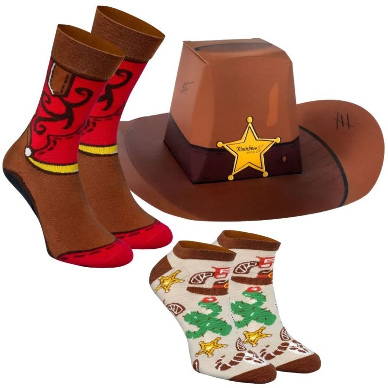 Skarpetki Unisex Bawełniane Na Prezent Wygodne Modne Stylowe Damskie Męskie Rainbow Socks Wild West Dla Miłośników Westernu 2 Pary 36-40