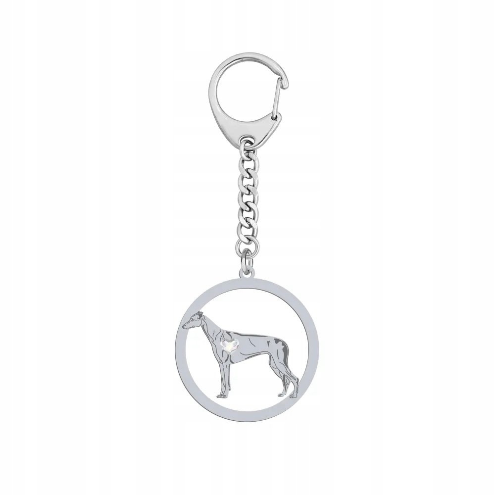 Brelok Srebrny z psem Greyhound 925 Biżuteria Prezent DEDYKACJA GRAWER