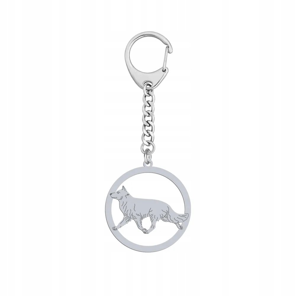Brelok Srebrny z psem White Swiss Shepherd Dog 925 Biżuteria GRAWER GRATIS