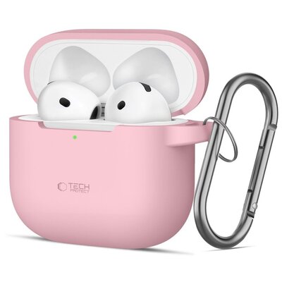 Etui na słuchawki TECH-PROTECT Silicone Hook do Apple Airpods 4 Różowy