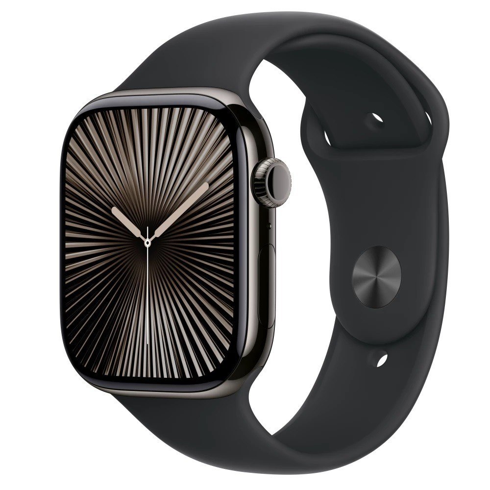 Apple Watch 10 GPS + Cellular 46mm z tytanu łupkowym pasek sportowy M/L Czarny