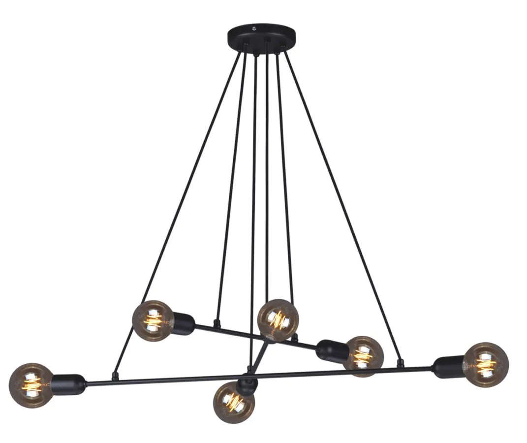 Czarna lampa wisząca 6-punktowa loftowa - 4X A728 G1-S10