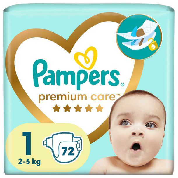 PAMPERS Premium Care Pieluszki Rozmiar. 1 72 sztuki Duże Opakowanie