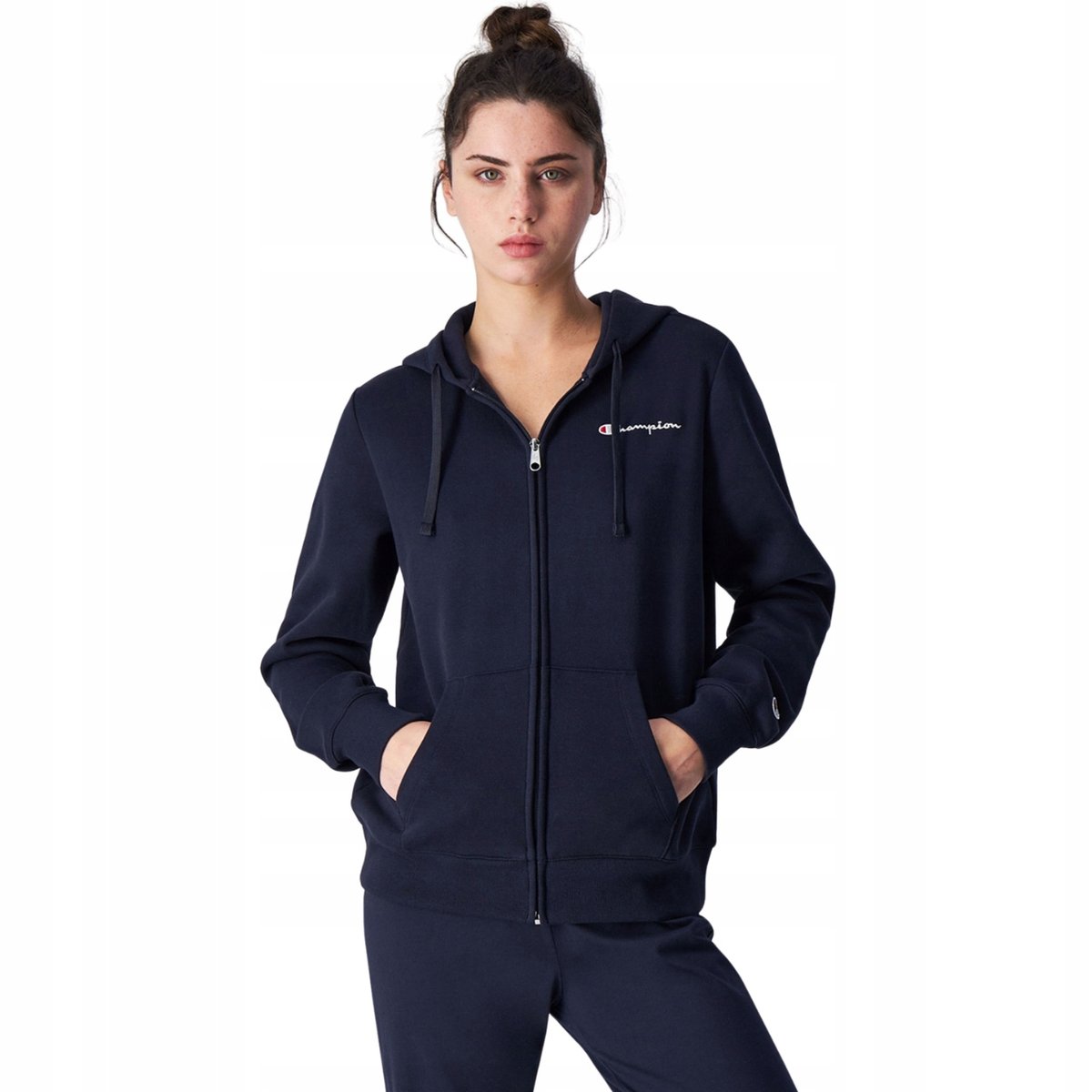 Bluza damska Champion Full Zip Hoodie granatowa 117531 BS501 XS