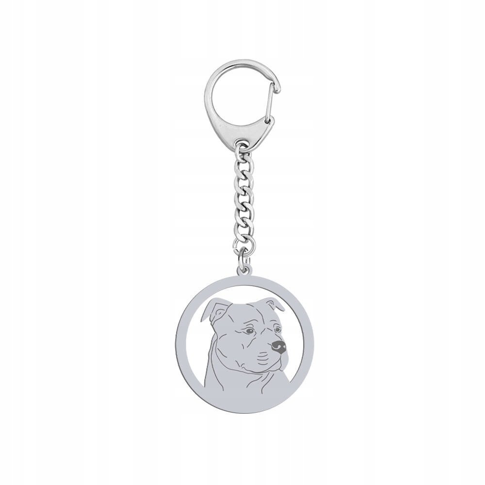 Brelok do kluczy Amstaff Srebro 925 Biżuteria Prezent Kobieta GRAWER