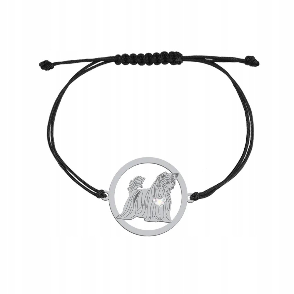 Bransoletka Srebrne z psem Grzywacz Chiński Powder Puff 925 Prezent GRAWER