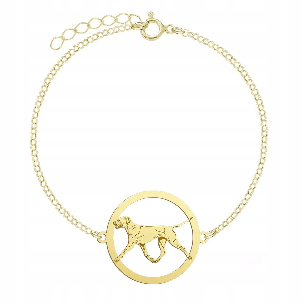 Bransoletka Złota z Rhodesian Ridgeback 925 Łańcuszek Kobieta GRAWER GRATIS