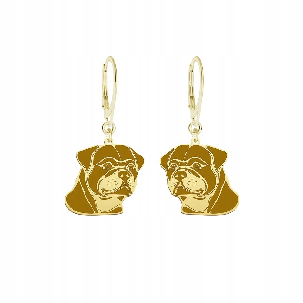 Kolczyki Złote z psem rasy Rottweiler 925 Biżuteria GRAWER DEDYKACJA GRATIS