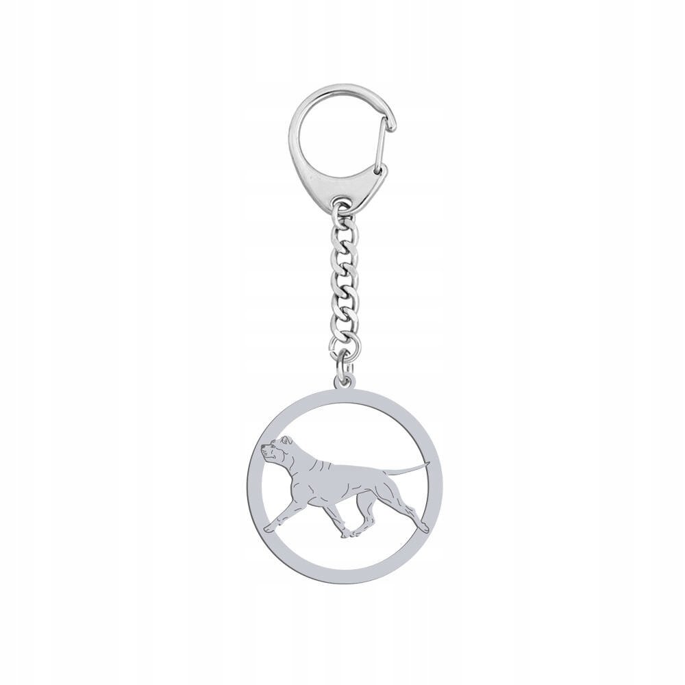 Brelok do kluczy Amstaff Srebro 925 Biżuteria Prezent Kobieta GRAWER