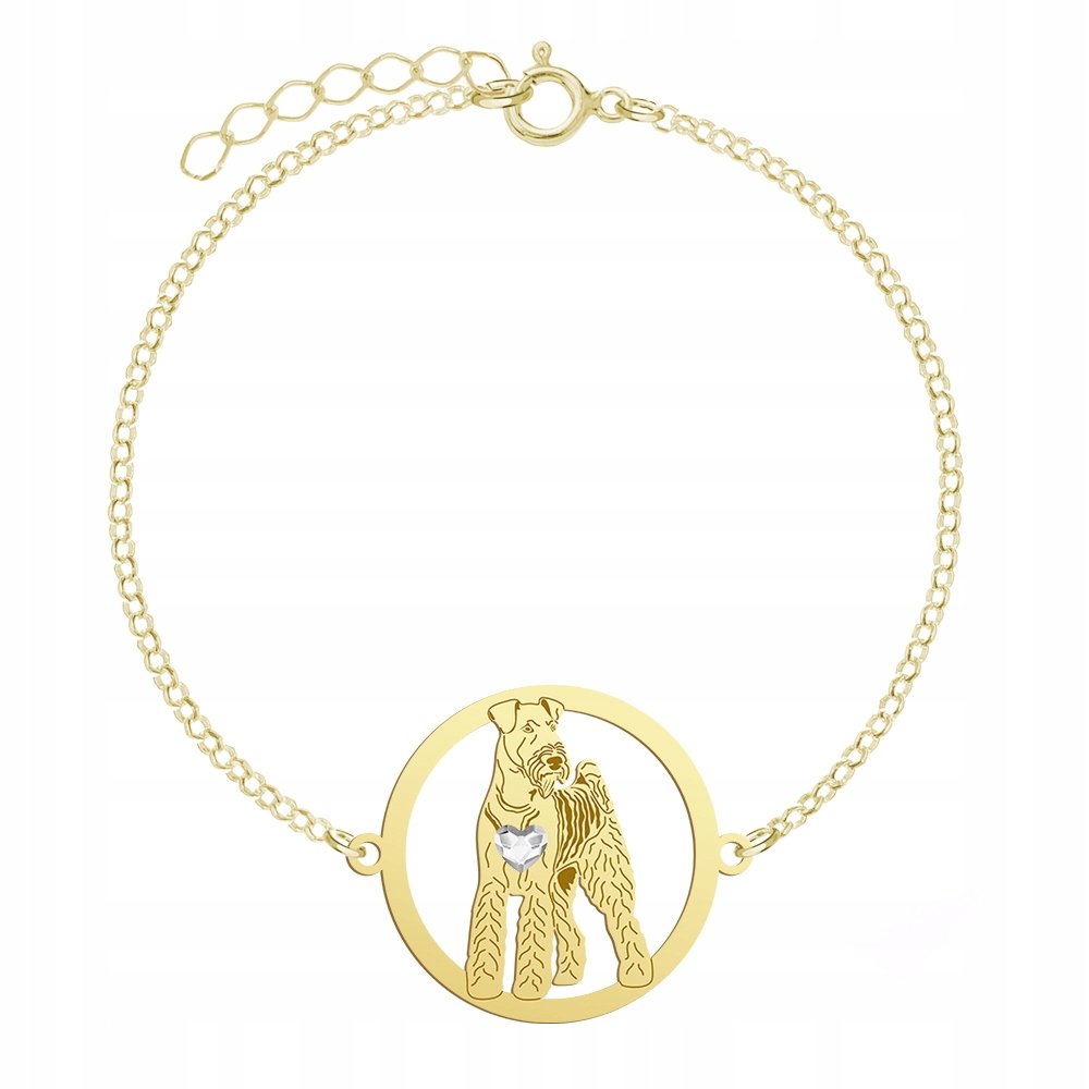 Bransoletka Złota Airedale Terrier 925 Biżuteria Kobieta GRAWER GRATIS