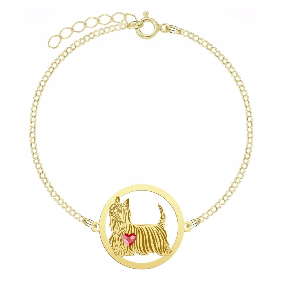 Bransoletka Złota z psem Australijski Silky Terier 925 Biżuteria GRAWER