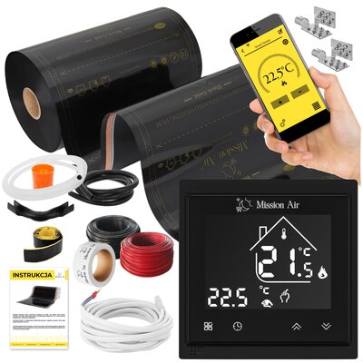 Folia grzewcza na podczerwień MISSION AIR Black Gold PTC 160W/m² 7m² szer. 50cm + regulator Libra Czarny WiFi