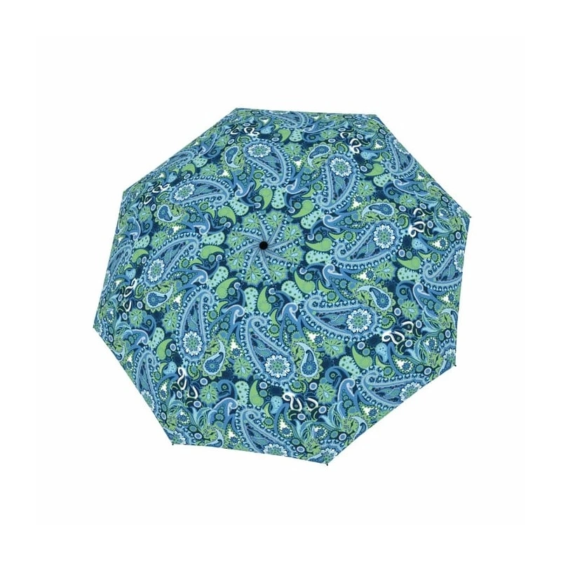 Parasol damski Doppler Fiber Magic Paisley Blue automatyczny składany wzór