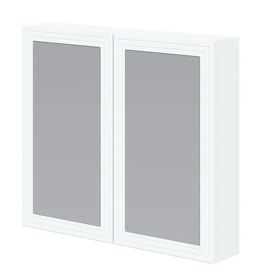 Białe dwudrzwiowa szafka łazienkowa z lustrem P8-H51