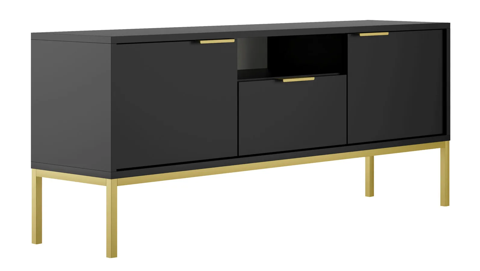 Stojąca szafka RTV w stylu glamour 135 cm czarny + złoty B5-A86