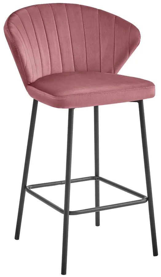 Różowy welurowy hoker tapicerowany z oparciem B5-W75