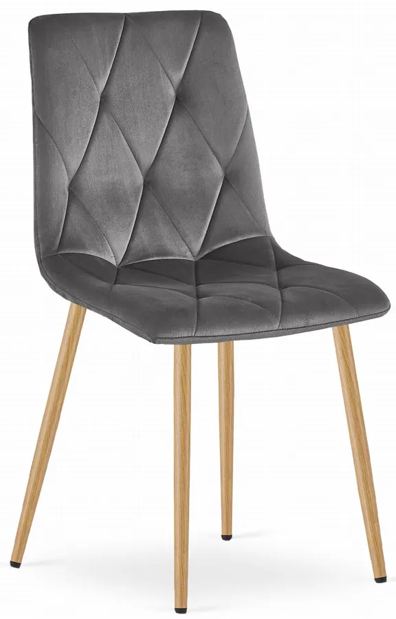 Tapicerowane ciemnoszare metalowe krzesło pikowane K2-Z63