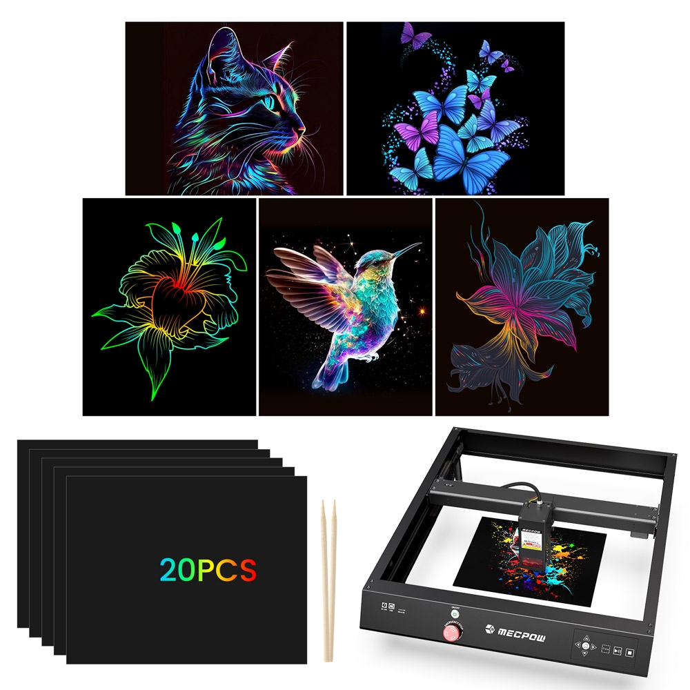 Mecpcow AS5 Scratch Paper Art Set with Unlimited Fun and Inspiration Easy Scratching and Super Safety