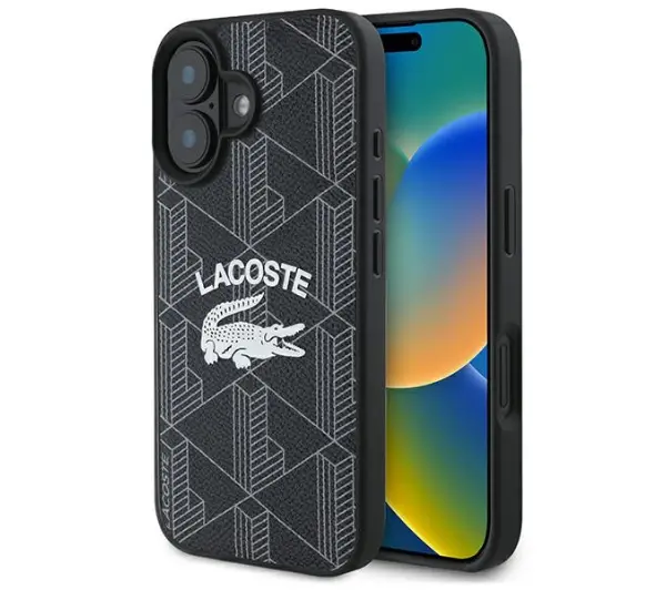 Lacoste Monogram Vintage Logo MagSafe do iPhone 16 Czarny