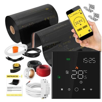 Folia grzewcza na podczerwień MISSION AIR Black Gold PTC 160W/m² 22m² szer. 50cm + regulator Leo Czarny WiFi