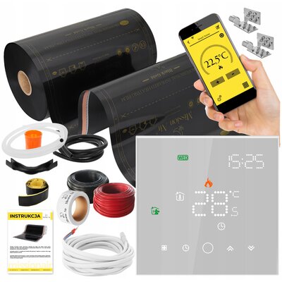Folia grzewcza na podczerwień MISSION AIR Black Gold PTC 160W/m2 8m2 (16mb x 50cm) + regulator Leo Biały WiFi