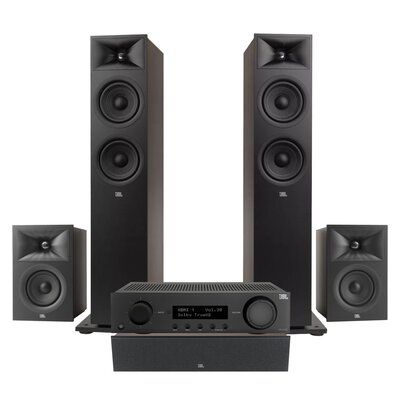 Amplituner JBL MA310 Czarny + Kolumny głośnikowe JBL Stage 2 260F Czarny (2 szt.) + Kolumna głośnikowa JBL Stage 2 240 B Czarny (2 szt.) + Głośnik centralny JBL Stage 2 245C Czarny (1 szt.)