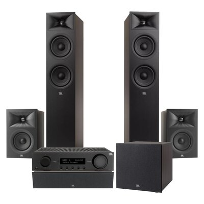 Amplituner JBL MA310 Czarny + Kolumny głośnikowe JBL Stage 2 260F Czarny (2 szt.) + Kolumna głośnikowa JBL Stage 2 240 B Czarny (2 szt.) + Głośnik centralny JBL Stage 2 245C Czarny (1 szt.) + Subwoofer JBL Stage 2 200 P Czarny