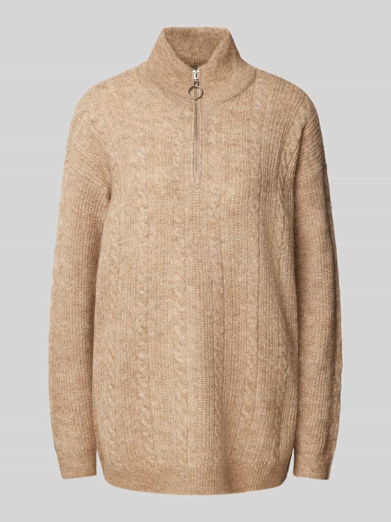 Sweter z dzianiny o kroju regular fit z zapinanym kołnierzem model ‘MILI’