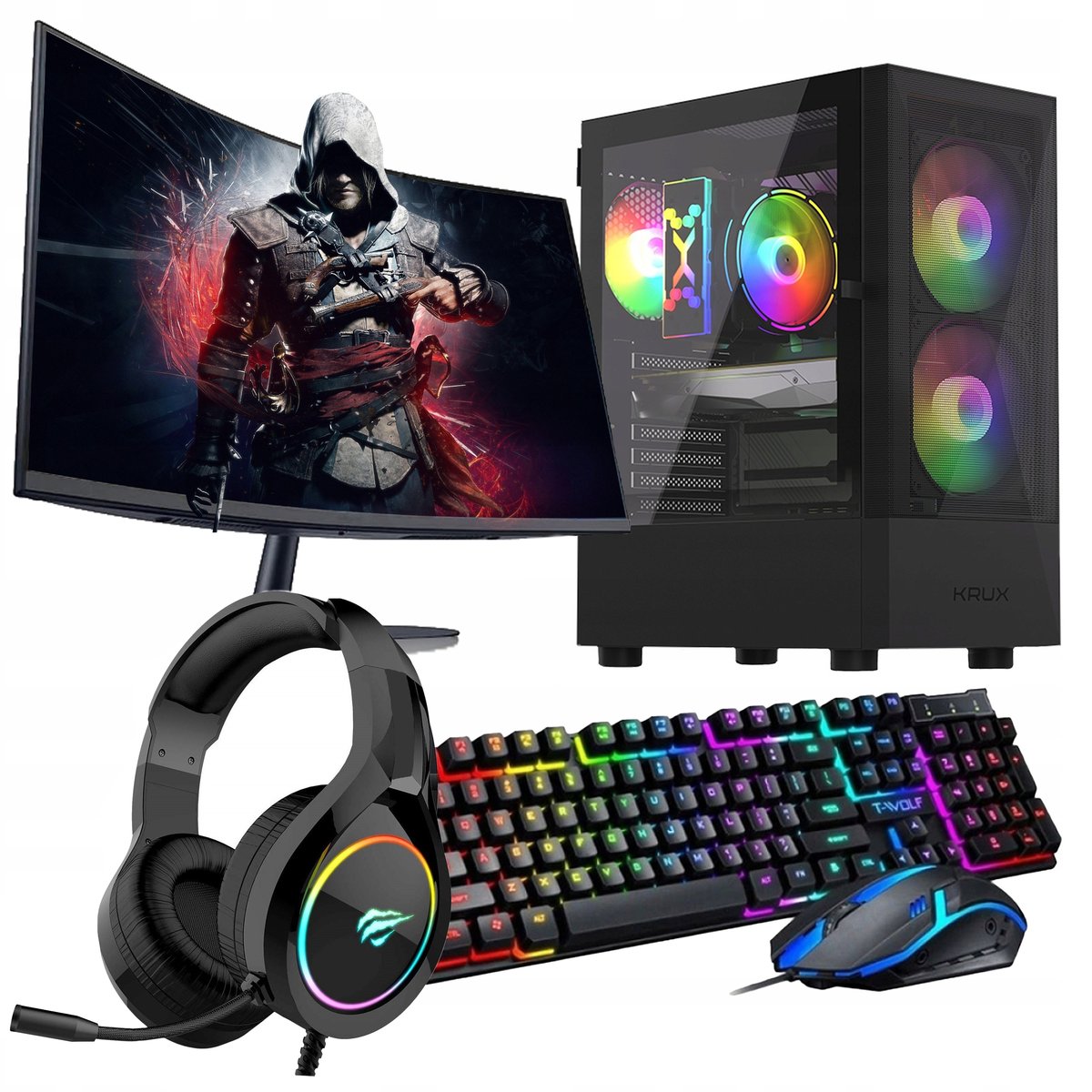 ZESTAW KOMPUTER GAMINGOWY |RYZEN 5 3400G|VEGA 11|32GB|1TB|WIN 11 MONITOR 27