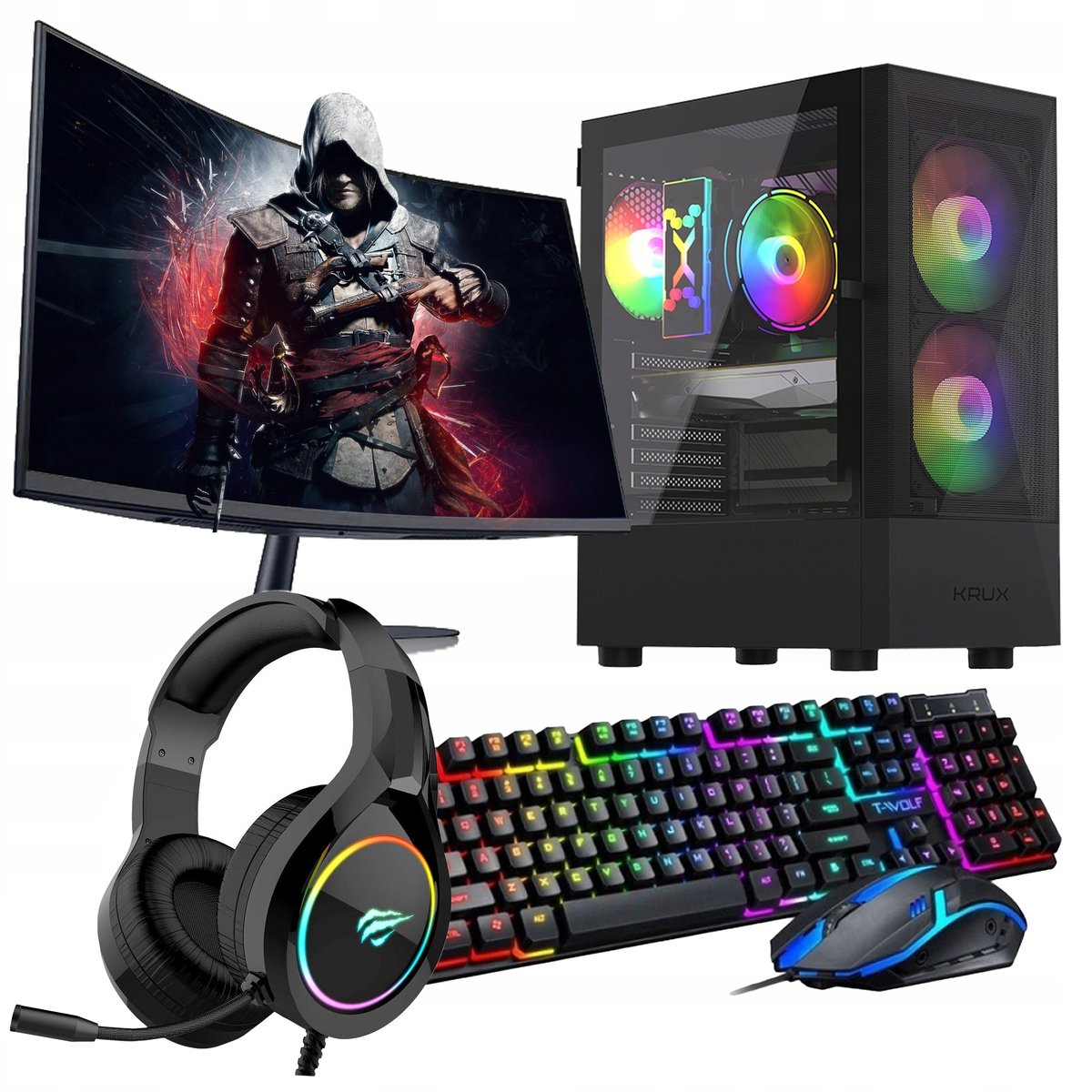 ZESTAW KOMPUTER GAMINGOWY RX6600|RYZEN 5|64GB|1TB