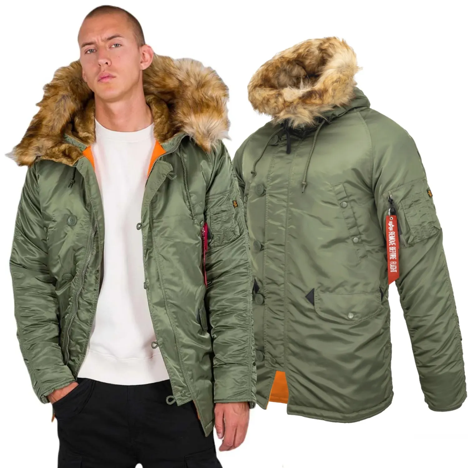Kurtka z kapturem Alpha Industries N3B VF 59 103141 01 - Zielona