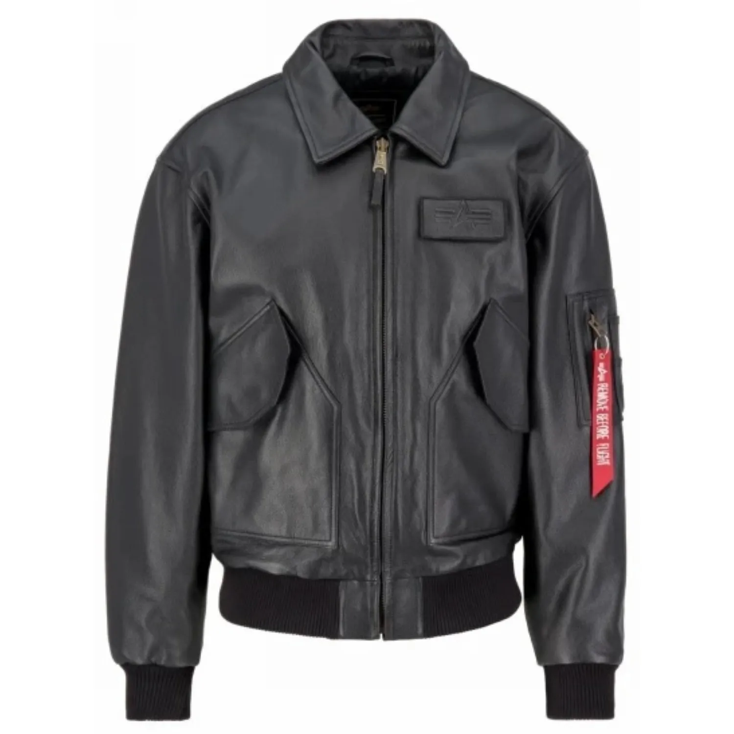 Kurtka skórzana Alpha Industries CWU Leather 100109 03 - Czarna
