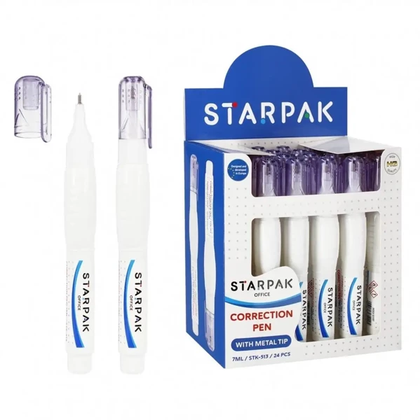Korektor w piórze z metalową końcówką 7ml (24szt) - STARPAK